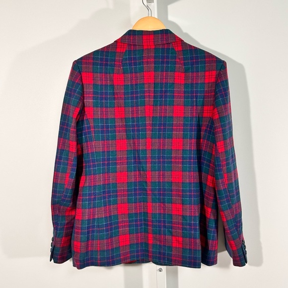 Pendleton Vintage Red & Green Tartan Wool Blazer Made in USA - small medium - Picture 2 of 8